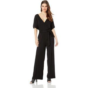BB Dakota Womens Girl Hey Tie Front Jumpsuit Size Small Black Pantsuit